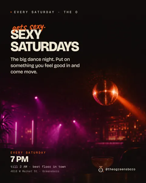 Saturday night poster designed for The O in Greensboro