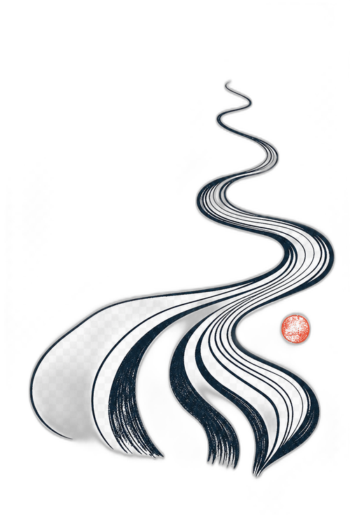 Sculptural ink illustration — the pipeline as a flowing line