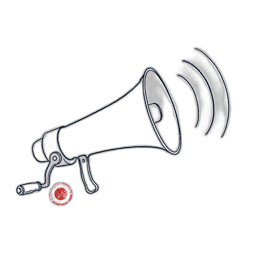 Ink illustration of a vintage megaphone